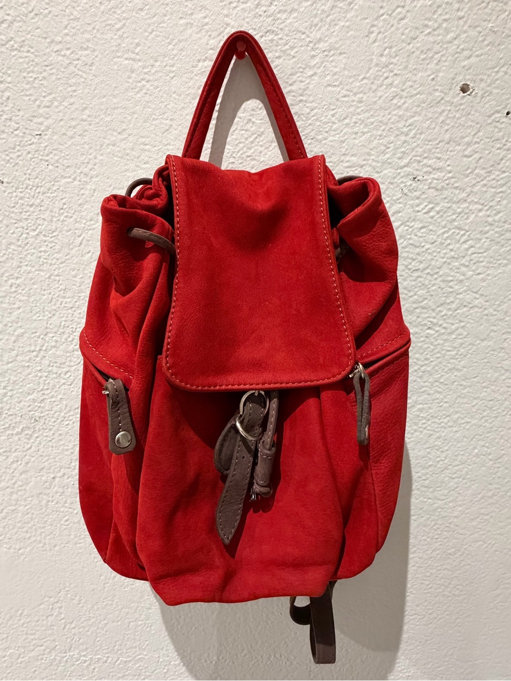 100% Toscana Genuine Leather Red Backpack